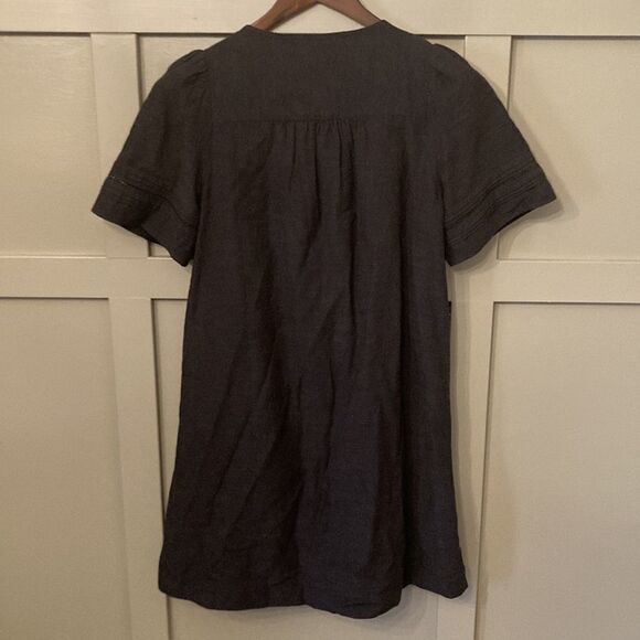 MADEWELL Pleated Button Front Peasant Shift Dress Black Size XS - Picture 10 of 11